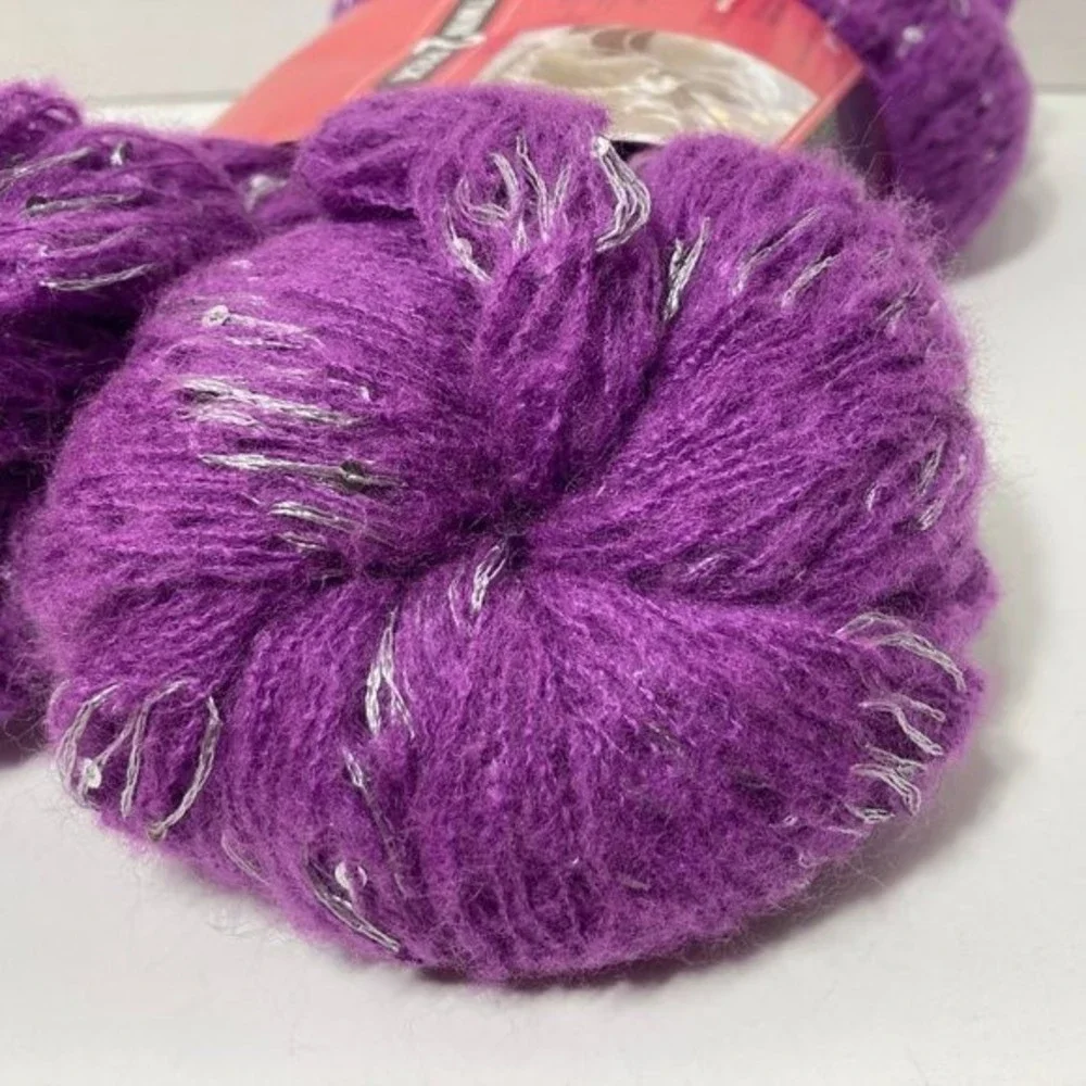 Purple Silver Sequin Rigoletto Yarn 20 Skeins